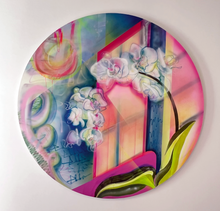 Load image into Gallery viewer, The Orchid. Original Painting, 36&quot; circular Wood Panel
